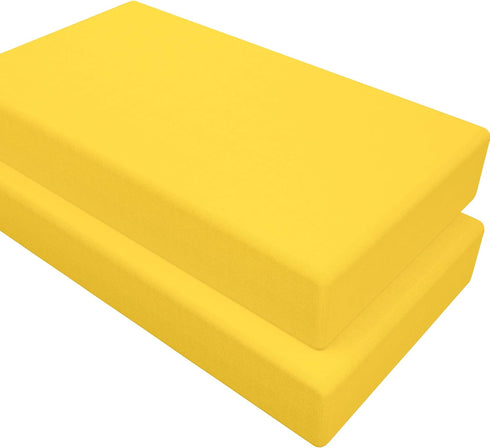BEDSUM Microfiber 2 Pack Toddler Fitted Crib Sheets, Super Soft and Cozy Baby Sheets for Standard Crib and Toddler Mattresses, 28x52 Inches, Yello...
