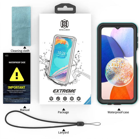 AICase for Samsung Galaxy A14 5G case Waterproof, Clear Water Proof Shockproof Dustproof Snowproof Full Body Rugged Transparent Underwater Phone C...