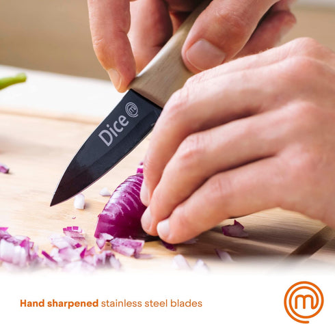 MasterChef Knife Set of 3 Kitchen Knives for Cooking (Chef, Paring & Utility), Professional Sharp Stainless Steel, Non Stick Blades & Soft Touch H...