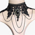 Boho Lace Choker Necklace Black Lace Tassel Necklace Choker Gothic Drape Crystal Lace Collar Necklace Vintage Black Cz Waterdrop Necklace Chain Je...