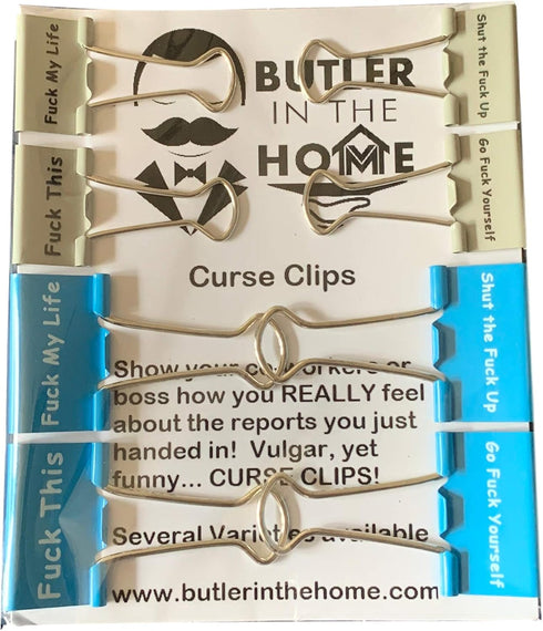 Funny Curse Clips Office Binder Clips, F**ck You, FML, and More, Vulgar Yet Funny, Uncensored, 8 Clips Per Pack, 4 Different Phrases 25mm and 32mm...
