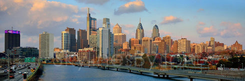 PHOTOSBYJON Philadelphia Skyline UNFRAMED Photo Print Dusk Sunset South Street Color Philly City Downtown 11.75 inches x 36 inches Photographic Pa...