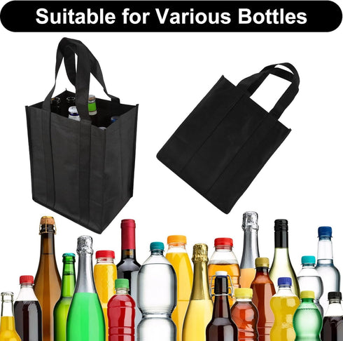 6 Bottle Wine Carrier Tote, Non-Woven Wine Bags Reusable Wine Travel Bag Portable Carrier Wine Bottle Holder Bag Wine Gift Bag with Carry Handle f...