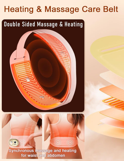 Heating Pad for Period Cramps Portable Cordless w 3 Timer Setting Fast Heated Electric Rechargeble Battery Massager Modes Adjustable Waist Belt Me...