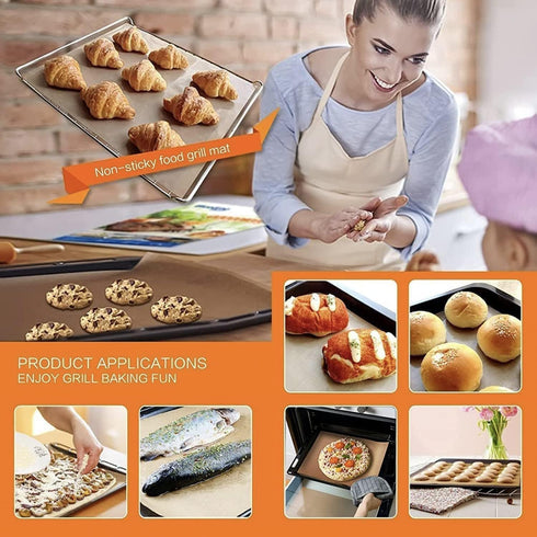 4 Pack Large Copper Oven Liners for Bottom of Oven BPA and PFOA Free, 16x24 Inch Thick Heavy Duty Non Stick Teflon Oven Mats for Electric, Gas, To...
