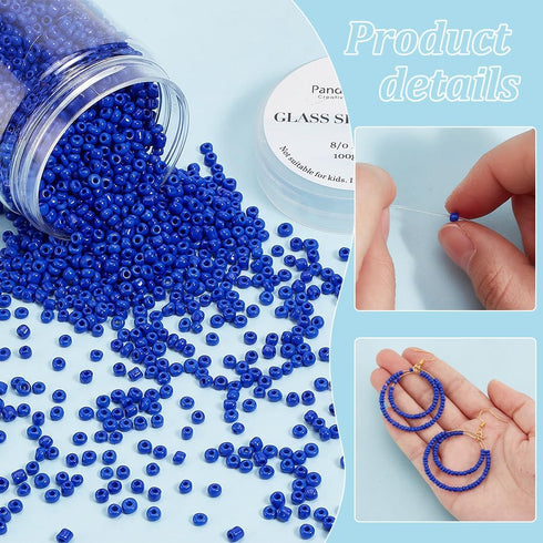 PH PandaHall 2000 Pcs 3mm Seed Beads, 8/0 Glass Seed Beads Round Small Pony Bead Waist Beads Mini Spacer Beads for Earring Bracelet Necklace Ankle...