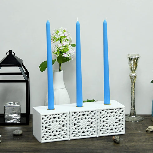 Zest Candle 12-Piece Taper Candles, 12-Inch, Light Blue...