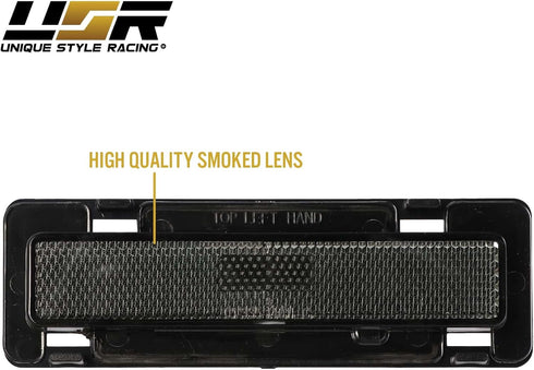 USR 85-92 IROC Camaro Side Marker Light – Smoke Front Bumper Sidemarker Lamps (Left + Right) - Compatible with 1985-1992 Chevrolet Chevy Camaro an...