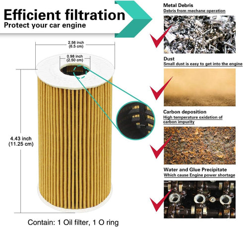 Oil Filter Fits Porsche 911 Boxster Carrera Cayenne Cayman Replace Mann Filter Hu 719/5x | Part No. 99610722552 99610722553 99610722560...