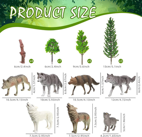 Sratte 26 Pcs Woodland Wolf Figurines Toys Model Trees Kit with Wolf Figurine Wolf Toy Playset Diorama Project Kit Cake Toppers for Kids Toddlers ...