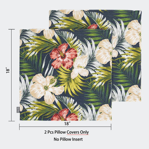 Pack of 2 Outdoor Waterproof Throw Pillow Covers 18 x 18 Inch, Decorative Cushion Sham Pillowcase Shell for Garden Patio Balcony(Midnight Floral)...