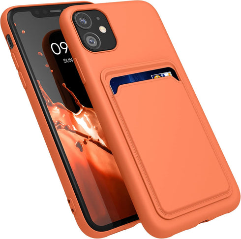 kwmobile Case Compatible with Apple iPhone 11 Case - TPU Phone Cover with Credit Card Holder - Orange...