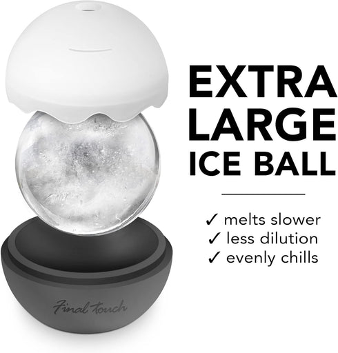 Final Touch On The Rock Glass with Ice Ball Mold - Elevate Your Whiskey, Scotch & Bourbon Experience | Enhanced Aromas, Long-lasting Ice, Generous...