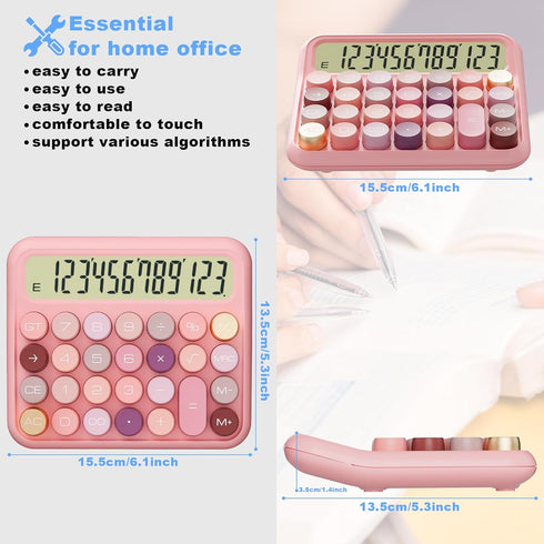 Mechanical Calculator 12 Digit Extra Large 5-Inch LCD Display, DECKLIT Battery Desk Calculator, Big Buttons Easy to Press Use as Office Calculator...