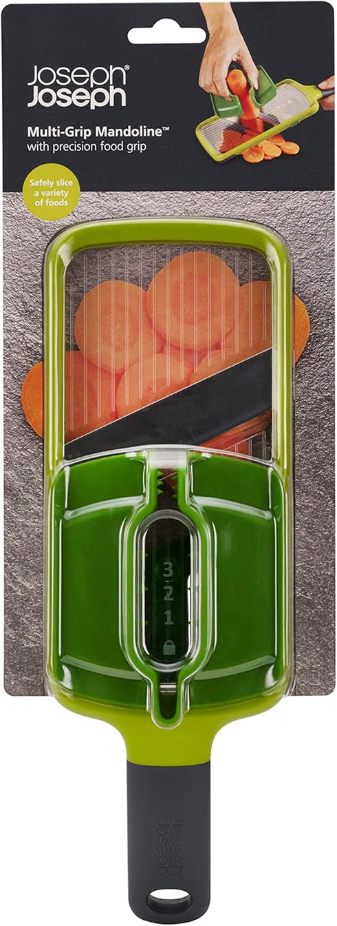 Joseph Joseph Multi-Grip Hand-held Kitchen Mandoline, Fruit and Vegetable Slicer with Food Grip and Adjustable Blades, Dishwasher Safe...