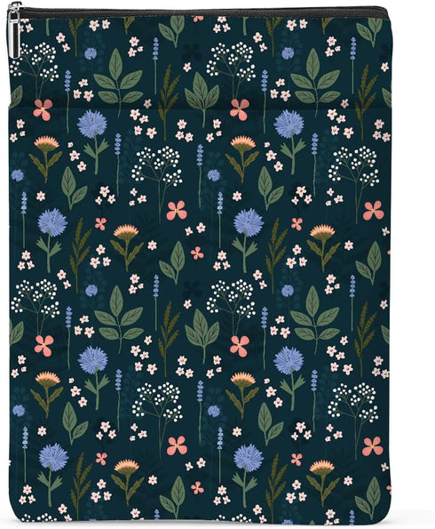 Wildflower Pattern Book Lovers Gifts Waterproof Book Sleeve Book Pouch Book Protector with Zipper and Front Pocket BookCover Case for Women Girl R...
