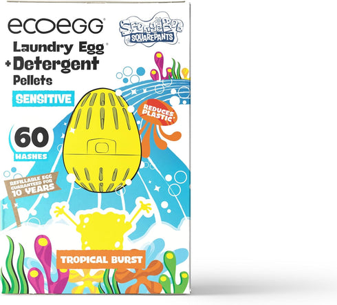 SpongeBob x Ecoegg Laundry Egg Sensitive 60 Loads Tropical Burst Scent, Helps Soften Clothes, Ecofriendly Refillable Laundry Eggs, Long Lasting Re...