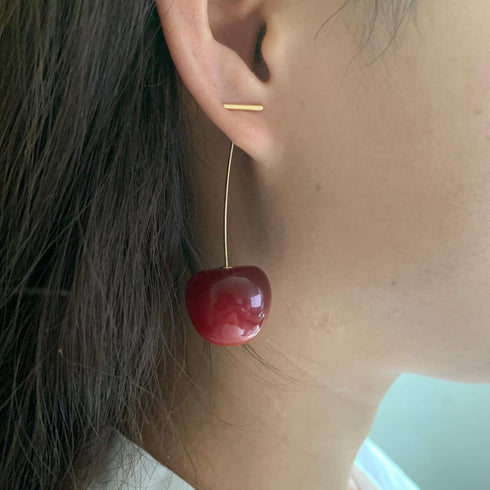 Cherry Earrings for Women 3D Red Crystal Simulation Cherry Drop Earrings Sweet and Lovely Light Weight Fruit Earrings Tassel Earrings Jewelry Gift...