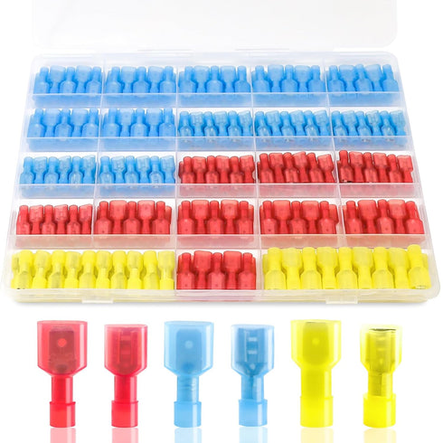 280PCS Spade Connector Kit, 22-10AWG Quick Disconnect Wire Connectors, Nylon Insulated Spade Terminal Connectors Male and Female...