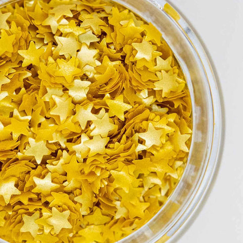 Gold Edible Star Shaped Glitter for Cakes - Fancy Edible Stars Cake Decorations in Metallic Gold for Cake Decorating, Toppings, Baking - Vegan Shi...