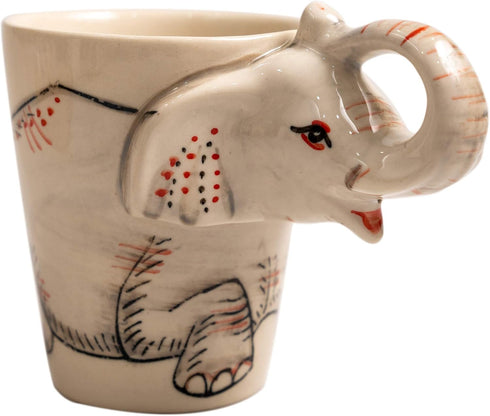 IYARA CRAFT 3D Elephant Coffee Mug 11oz - Handle is Sculpted Trunk, Cute Wildlife Design, Quality Ceramic, Microwave & Dishwasher Safe, Ideal for ...