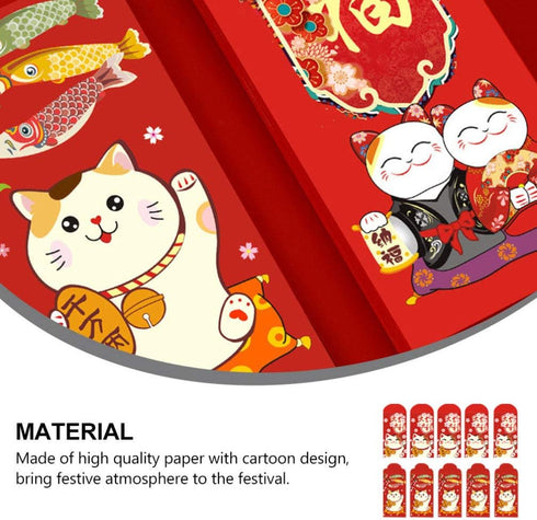 Cabilock 20pcs Chinese New Year Money Envelopes Lucky Cat Pattern Hong Bao Wedding Red Envelopes Lucky Ox Zodiac Hong Bao Packets Chinese Party Su...