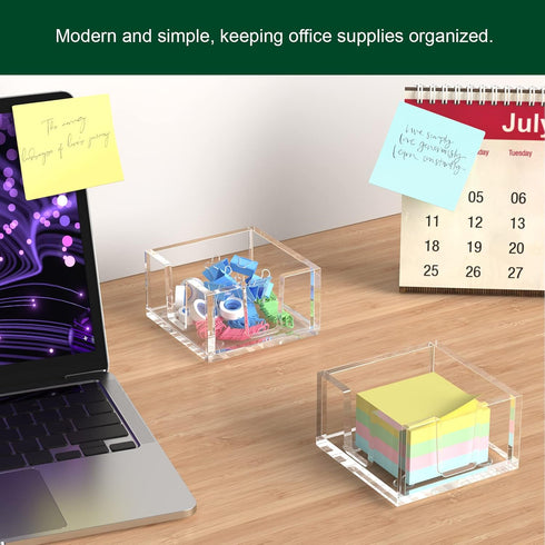 Acrylic Sticky Note Holder, Self-Stick Note Pad Holder W/O Pads - Note Dispenser Memo Pad Holder Desk Organizer for School Office Home (3''x3'' Cl...