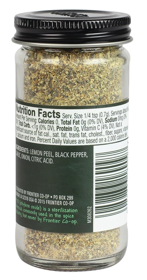 Frontier Seasoning Blends, Salt-Free Lemon Pepper, 2.08-Ounce Bottle...