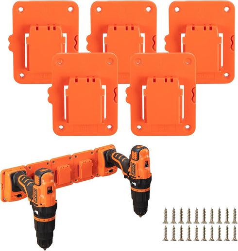 Crivnhar 5 Packs Tools Drill Mount Holder, Fit for Black+Decker 20V Max Li-ion Drill Tools Holder Dock Hanger with 20 Screws(No Tool)...