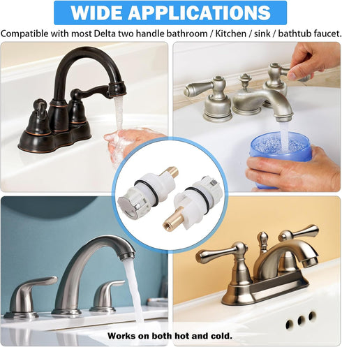 RP25513 Faucet Stem Assembly Compatible with Delta Two Handle Faucet Repair Kit with RP4993 Rubber Seat and Spring, Replacement Stems Cartridges f...