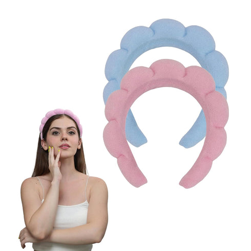 Spa Headband for Washing Face, Cute Makeup Headband, Puffy Spa Headband, Terry Towel Cloth, Versed Headband, Bubble Skincare Headband, Sponge Spa ...