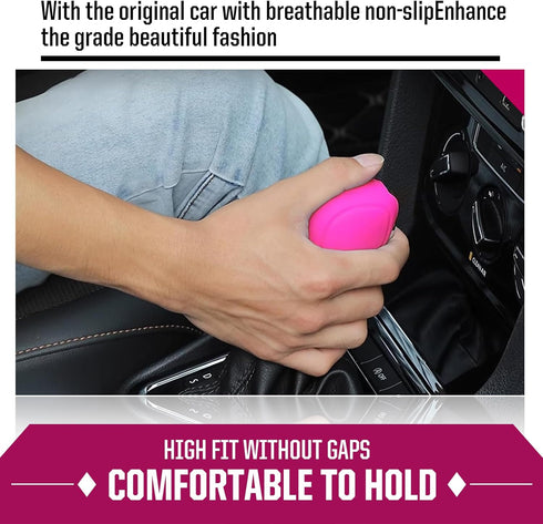 2 PCS Car Gear Shift Head Cover, Comfortable Handle Handbrake Shifter Cover, Anti-Slip Auto Knob Gear Stick Protector, Replacement Decorative Acce...