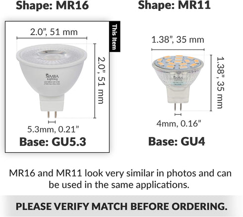Simba Lighting LED MR16 3.5W 12V Light Bulb (6 Pack) 20W Halogen Spotlight Replacement for Landscape, Accent, Track Lights, Desk Lamps, BAB C, GU5...
