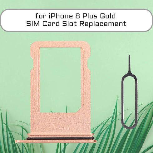 for iPhone 8 Plus Gold Single SIM Card Tray Slot Replacement 8Plus Card Holder Adapter Single SIM Version with Waterproof Rubber Ring SIM Ejector ...