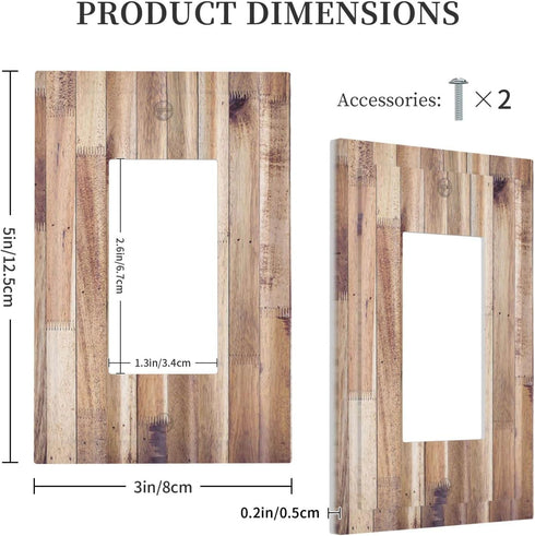 Rustic Country Plank Brown Old Wood Single Rocker Light Switch Cover Decorative 1 Gang Decora Wall Switch Plate Electrical Faceplate for Bathroom ...