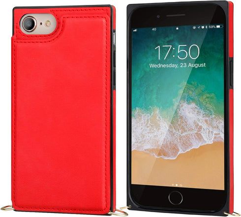Bocasal Crossbody Wallet Case for iPhone SE(2022) iPhone SE(2020) iPhone 7/8 Credit Card Holder PU Leather Kickstand Shockproof Detachable Cross B...