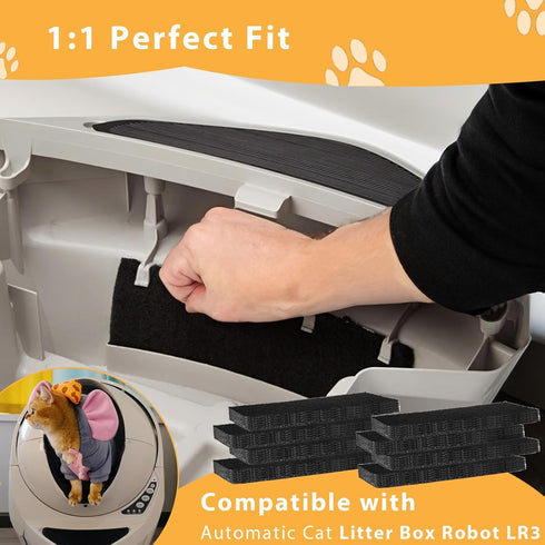 8 Pack Carbon Filters Compatible with Automatic Litter Box Robot 3, OEM Thick Replacement Filter to Absorb Odors Control Damp from Cat Keep Home F...