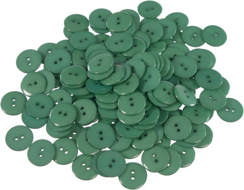 Mibo 100pcs Polyester Button - 2 Hole - Basic Round Top - Shiny Finish - 30L(19mm) - Green...