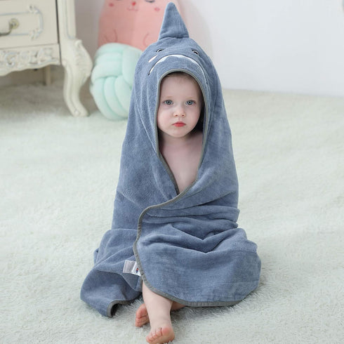 MICHLEY Unisex Baby Animal Hooded Bath Towel Soft Cotton Beach Swimming Bathrobe for 0-6T, Grey...