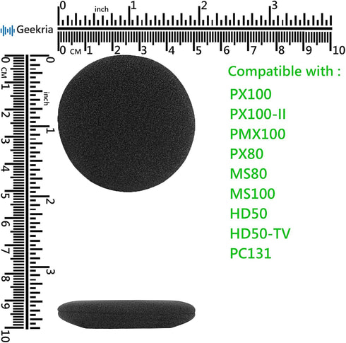 Geekria Comfort Foam Replacement Ear Pads for Sennheiser PX100 PX100-II PMX100 PX80 MS80 MS100 HD50 HD50-TV PC131 Headphones Ear Cushions, Headset...