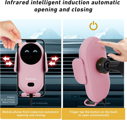 Wireless Car Charger Mount,MAX 15W Qi Fast Charger, Wireless Car Charger Air Vent, Automatic Clamping Phone Holder for iPhone 13/12/11//XS/XR/8, S...
