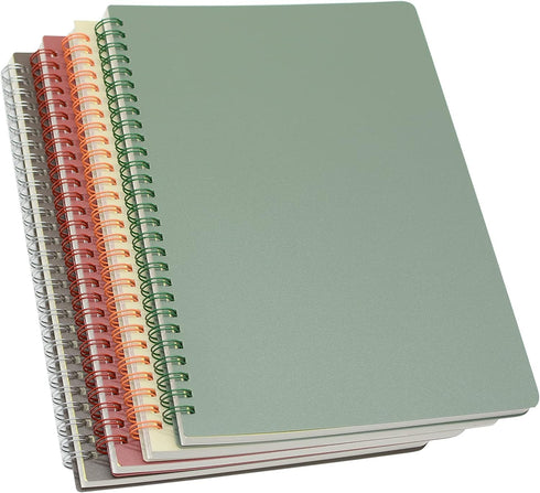 Yansanido Spiral Notebook, 4 Pcs 4 Color 9.8 Inch x 6.9 Inch B5 Thick Plastic Hardcover 7mm College Ruled Paper 80 Sheets (160 Pages) Journal for ...
