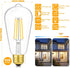Brightever Vintage LED Edison Bulbs Dimmable 60W Equivalent, 7W 900Lm 2700K Warm White, ST58 Antique Filament Edison Bulbs, E26 Medium Socket, CRI...