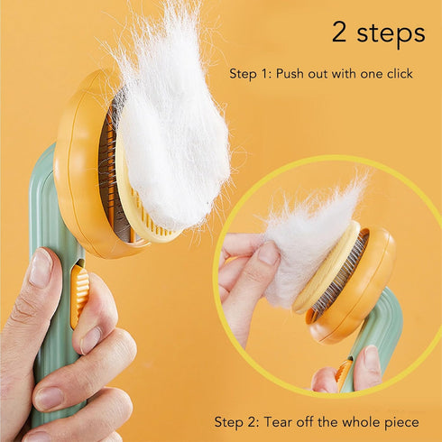 Pet Grooming Brush, Portable Self Cleaning Pet Slicker Brush Cute Indoor Cat Pumpkin Hair Brush Dog Brush for Shedding Short and Long Haired Gogs,...