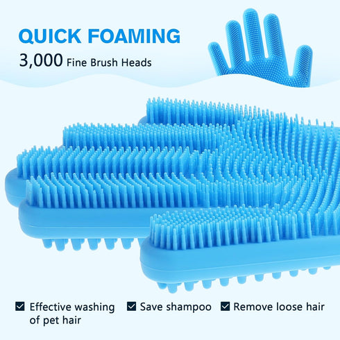 Pecute Double-Sided Dog Bathing Brush, Silicone Dog Washing Gloves Dog Shampoo Brush with High-Density Teeth, Heat-Resistant Cat Bathing Gloves, E...