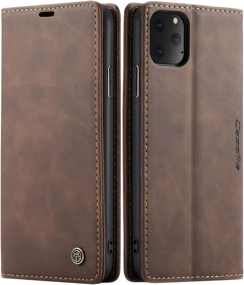 SINIANL iPhone 11 Pro Max Leather Case - Folding Flip Case with Kickstand, Credit Card Slot, Magnetic Closure - Protective Cover for iPhone 11 - C...