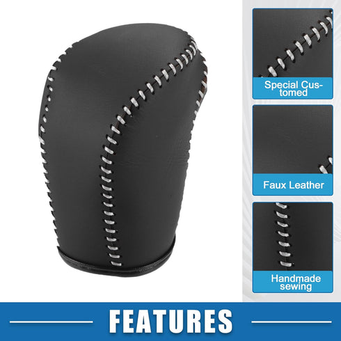 Car Gear Shifting Knob Cover Automatic Transmission Lever Trim for Honda Accord 2018-2022 Faux Leather Black Gray Stitches...