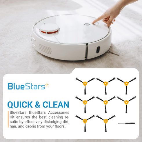 BlueStars Pack of 8 Ultra-Durable Side Brush Replacement for Deebot Compatible with Deebot 711 711S 710 661 D601 Deebot 500 N79 N79s N79se DN622 R...