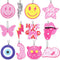 12pcs Preppy Boho Car Air Freshener Essential Oil Hanging Slice Cute Pink Happy Face Air Fresheners Car Interior Accessories for Hanging Rearview ...