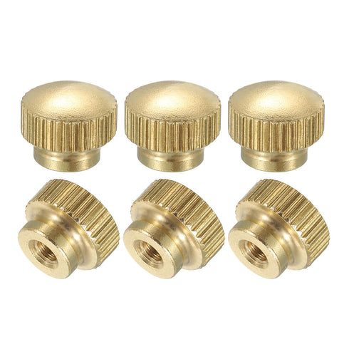 uxcell Knurled Thumb Nuts, 6Pcs M3 x D10mm x H8mm Brass High Head Blind Hole with Collar High Head Blind Hole Round Knobs Fasteners for 3D Printer...